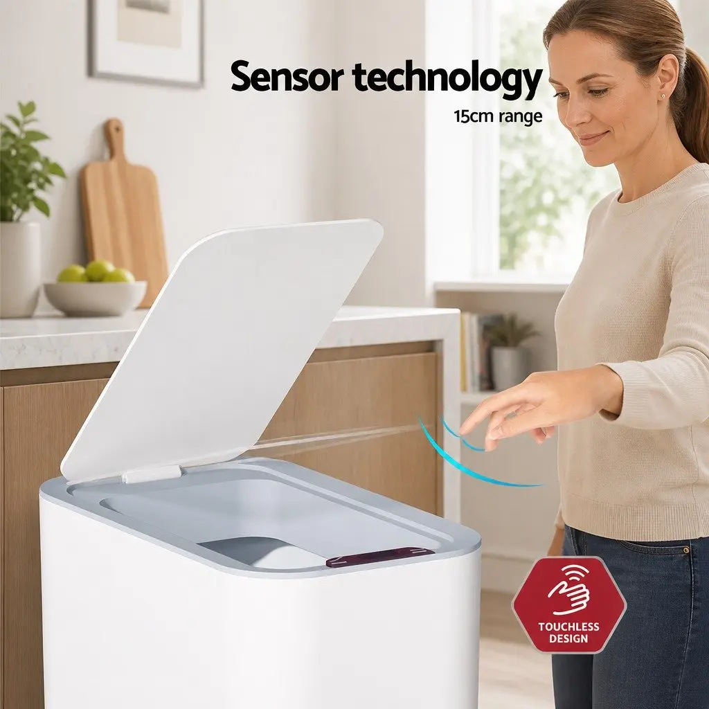 Automatic Rubbish Bin Motion Sensor Hands-Free 9L White