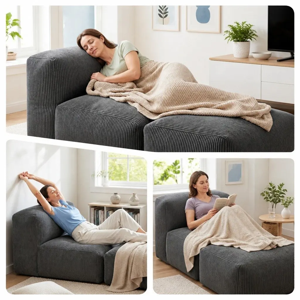 Foldable Bean Bag Sofa Bed Compact Grey Boneless Lounger Chair