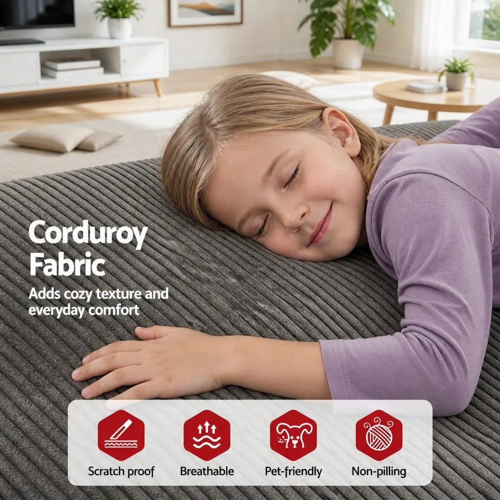 Foldable Bean Bag Sofa Bed Compact Grey Boneless Lounger Chair