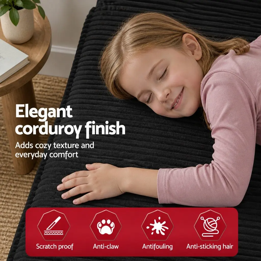L-Shaped Modular Sectional Sofa Bed Convertible Couch Corduroy Fabric 4-Seater