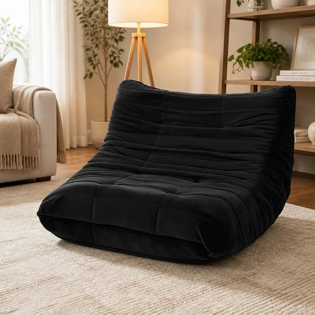 2 Seater Lazy Sofa Floor Couch Armless Lounge Chair Accent Caterpillar Design
