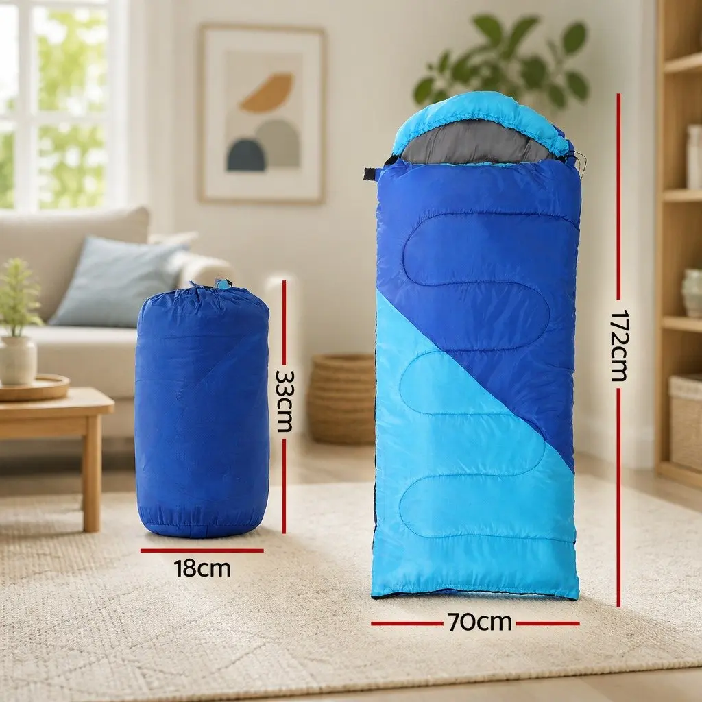 Kids Sleeping Bag Thermal 172cm Lightweight Portable Blue