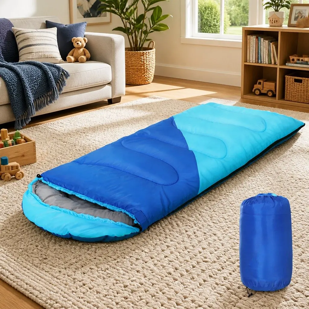Kids Sleeping Bag Thermal 172cm Lightweight Portable Blue