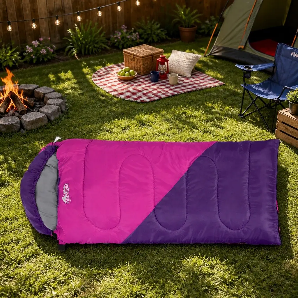 Kids Lightweight Pink Thermal Sleeping Bag 172cm for Camping Hiking Travel