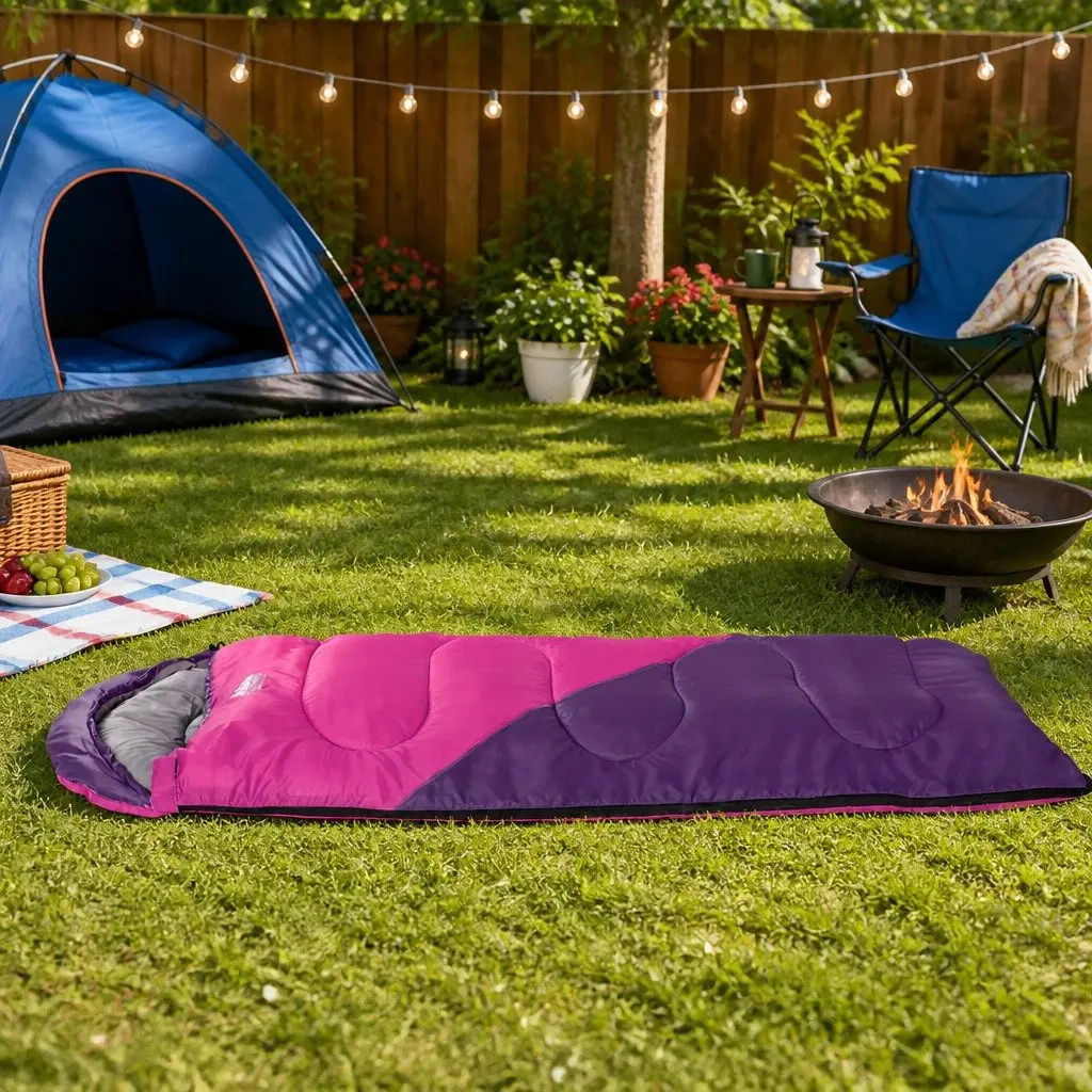 Kids Lightweight Pink Thermal Sleeping Bag 172cm for Camping Hiking Travel