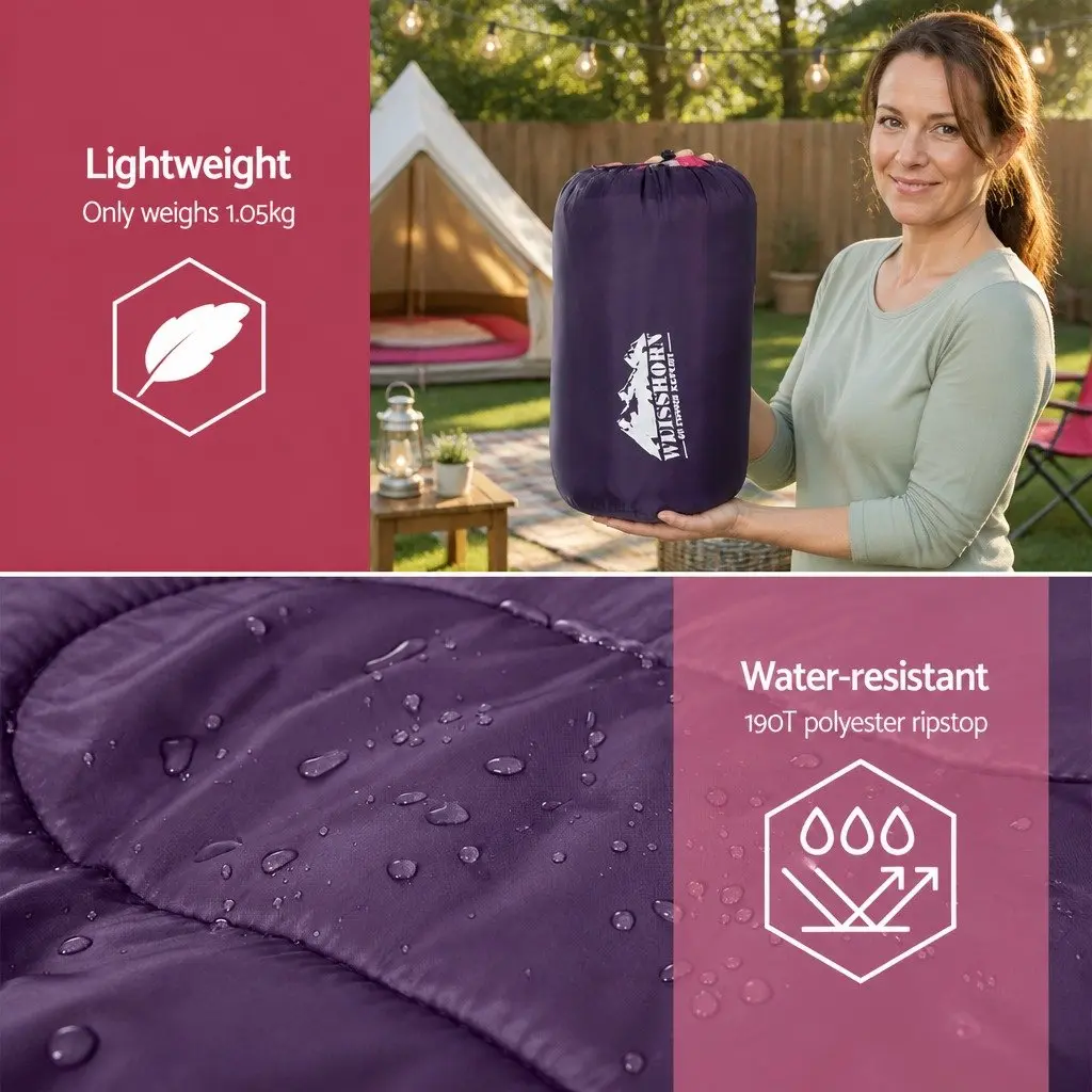 Kids Lightweight Pink Thermal Sleeping Bag 172cm for Camping Hiking Travel