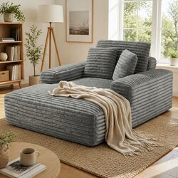 Sofa Bed Lounge Chair Recliner Couch Reading Sleeper Furniture Grey Faux Fur