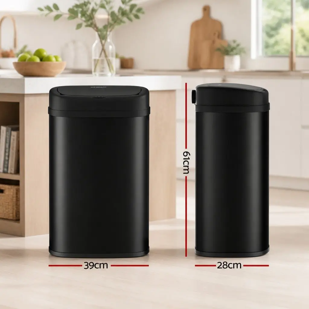 Automatic Bin Motion Sensor Hands-Free 50L Black Kitchen Trash Can