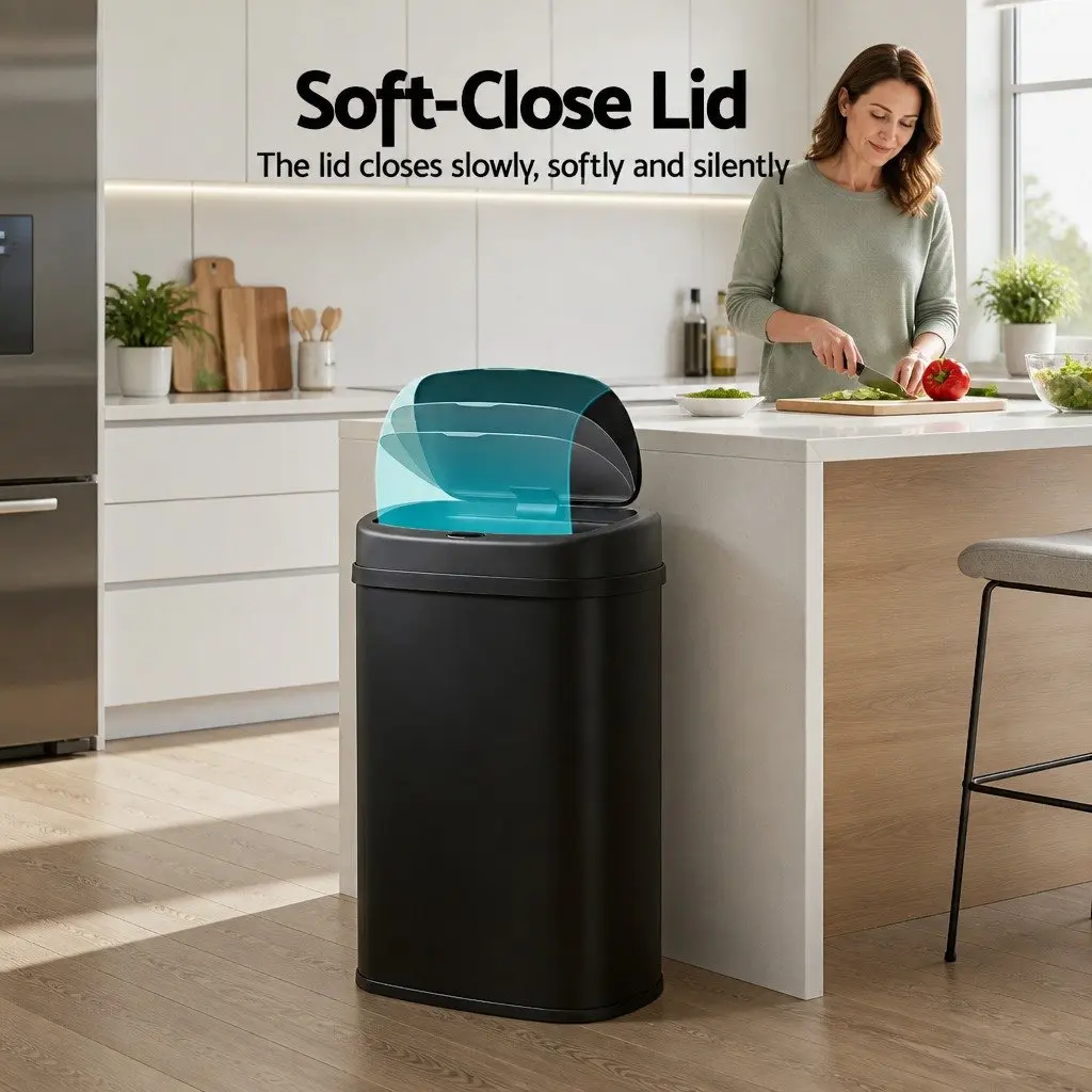 Automatic Bin Motion Sensor Hands-Free 50L Black Kitchen Trash Can