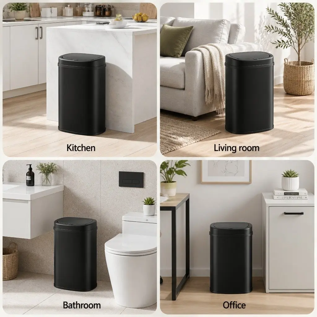 Automatic Bin Motion Sensor Hands-Free 50L Black Kitchen Trash Can
