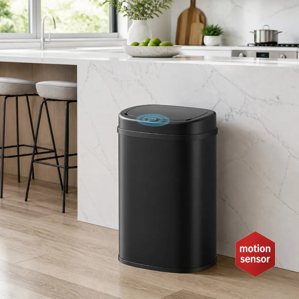 Automatic Bin Motion Sensor Hands-Free 50L Black Kitchen Trash Can