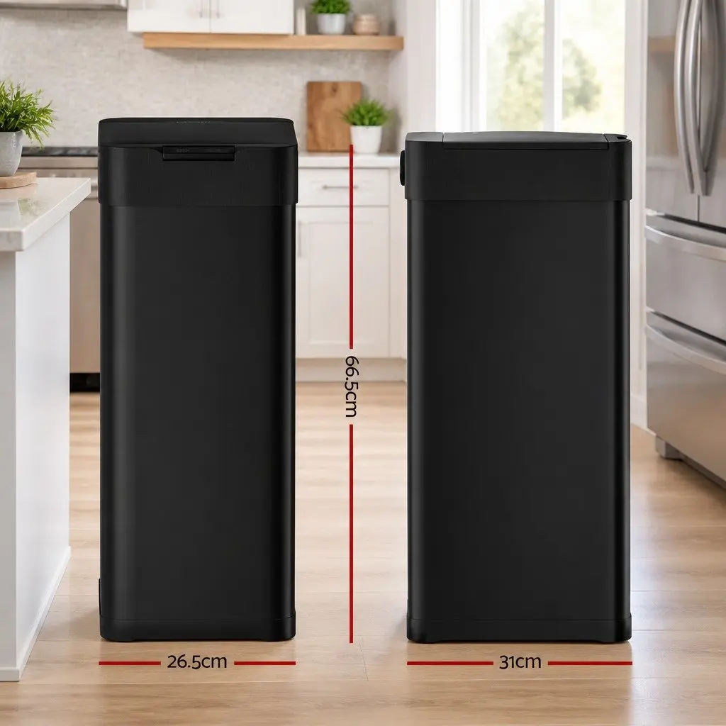 50L Automatic Motion Sensor Kitchen Trash Can Hands-Free Rubbish Bin Black