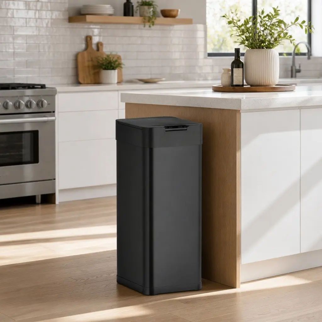 50L Automatic Motion Sensor Kitchen Trash Can Hands-Free Rubbish Bin Black