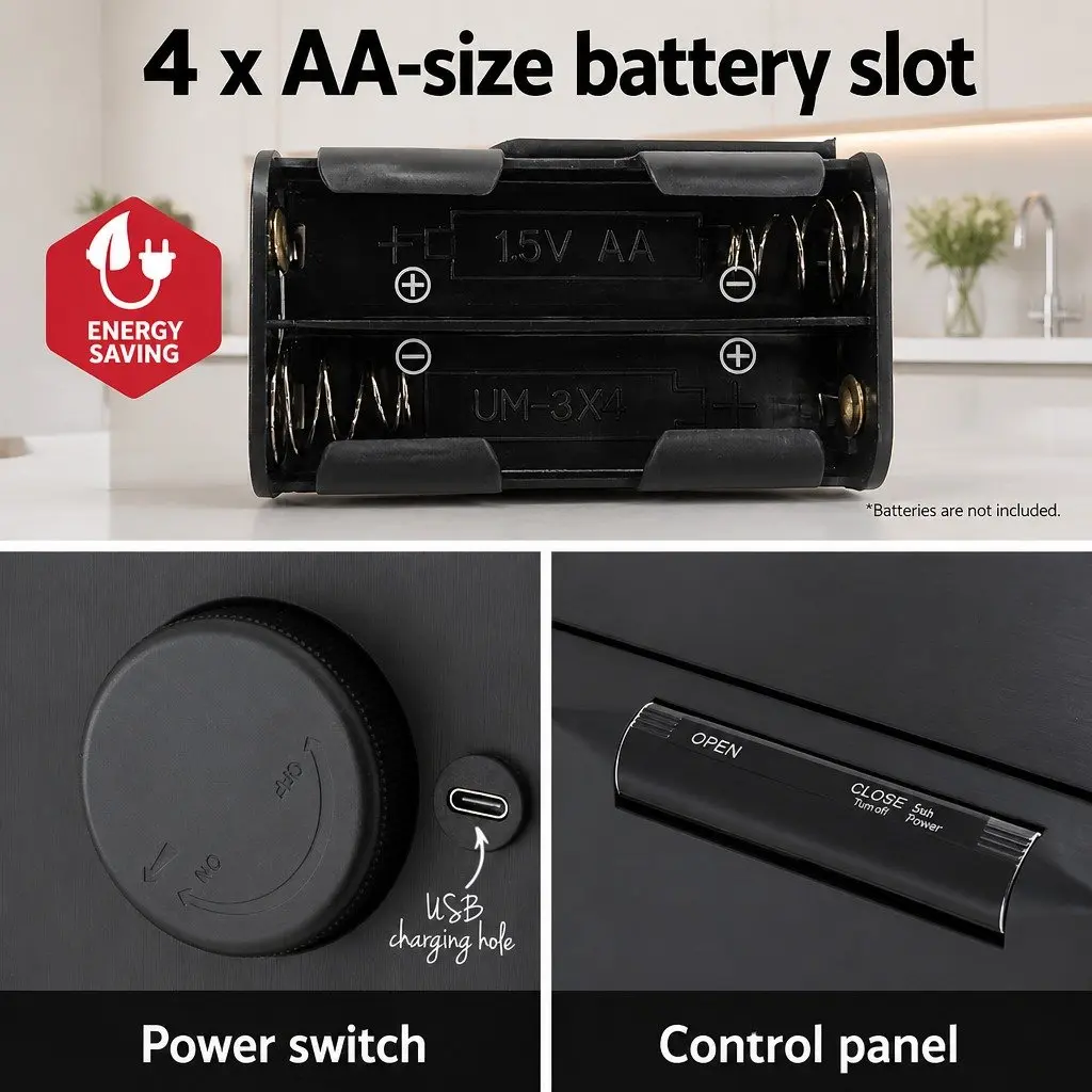 50L Automatic Motion Sensor Kitchen Trash Can Hands-Free Rubbish Bin Black