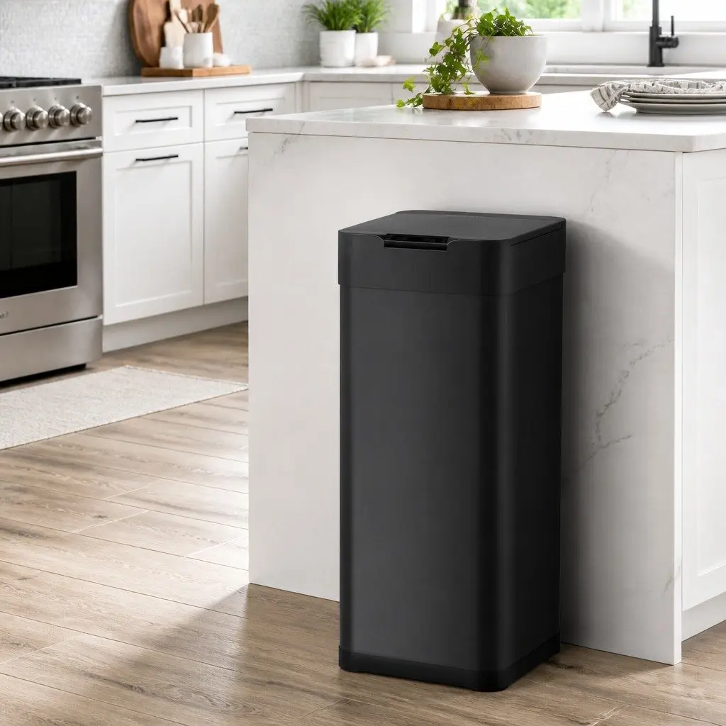 50L Automatic Motion Sensor Kitchen Trash Can Hands-Free Rubbish Bin Black