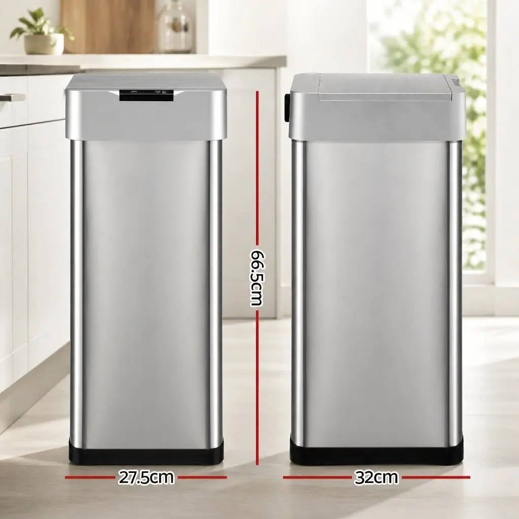 Automatic Trash Can Motion Sensor 50L Hands-Free Silver