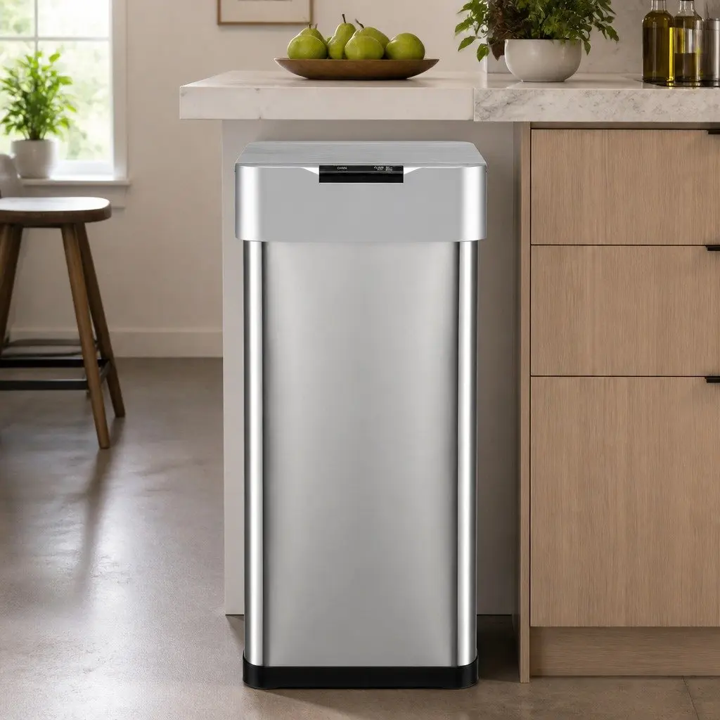 Automatic Trash Can Motion Sensor 50L Hands-Free Silver