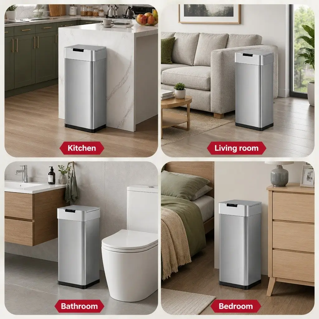 Automatic Trash Can Motion Sensor 50L Hands-Free Silver