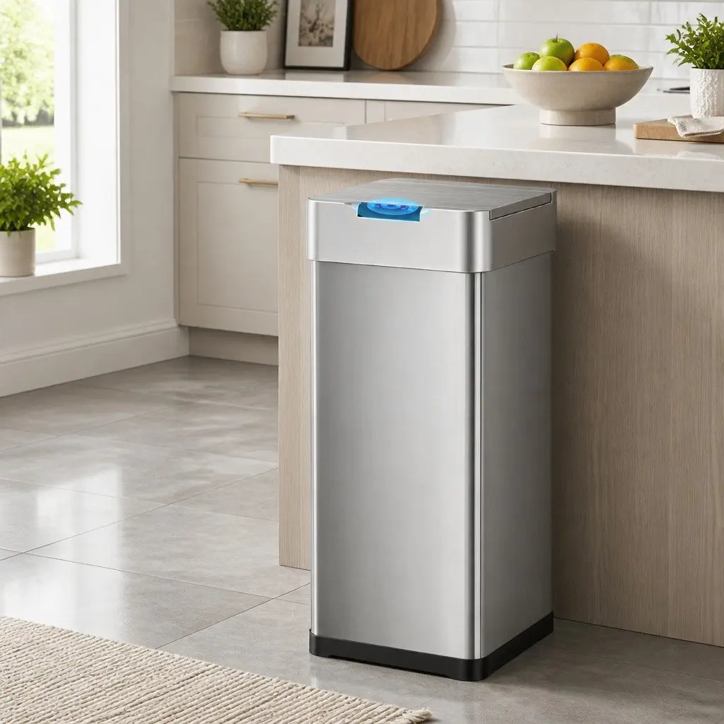 Automatic Trash Can Motion Sensor 50L Hands-Free Silver