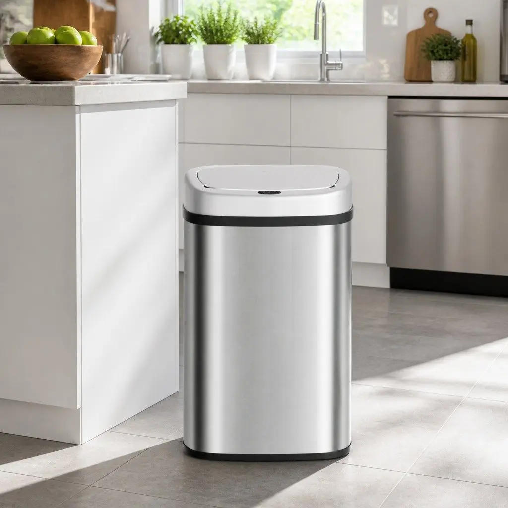 50L Silver Stainless Steel Motion Sensor Rubbish Bin Hands-Free Kitchen Waste