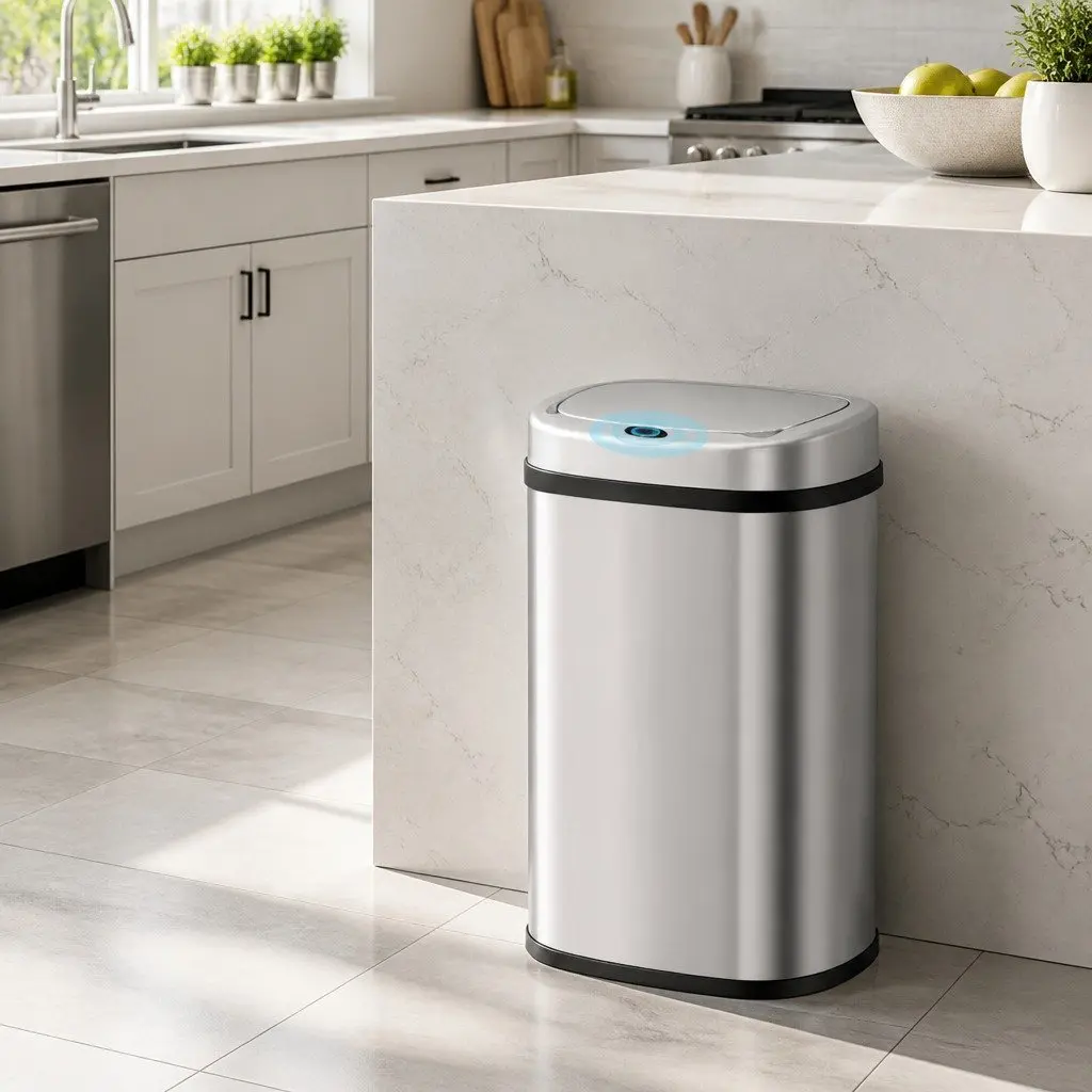 50L Silver Stainless Steel Motion Sensor Rubbish Bin Hands-Free Kitchen Waste