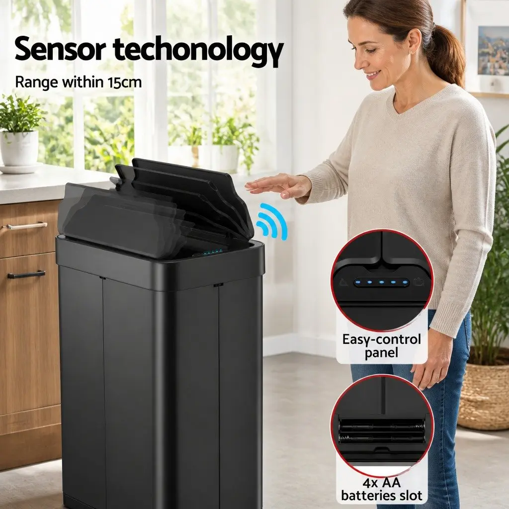 Automatic Sensor Rubbish Bin 70L Touchless Kitchen Waste Garbage Can Slim
