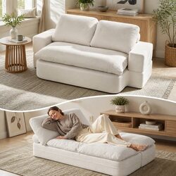 Convertible Folding Sofa Bed 200cm Corduroy Sleeper Couch Lounger Living Room