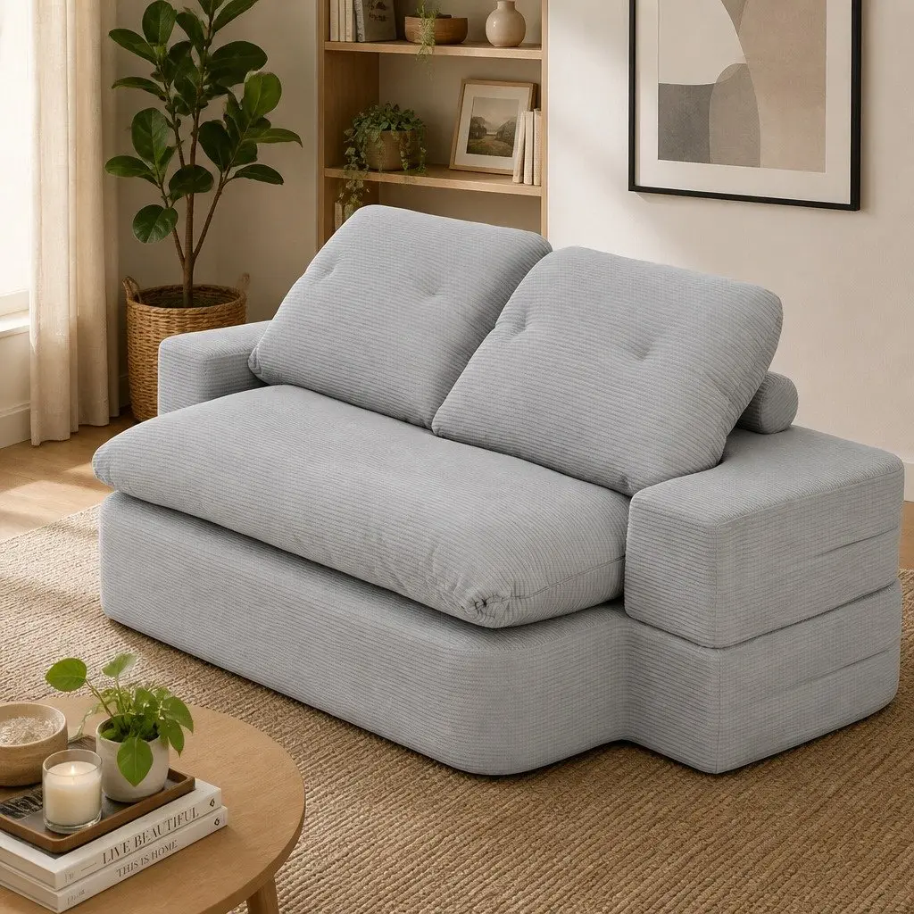 Convertible Folding Sofa Bed Corduroy 30D High-Density Foam