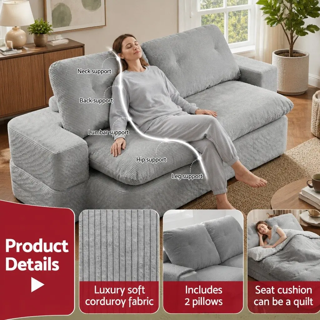 Convertible Folding Sofa Bed Corduroy 30D High-Density Foam