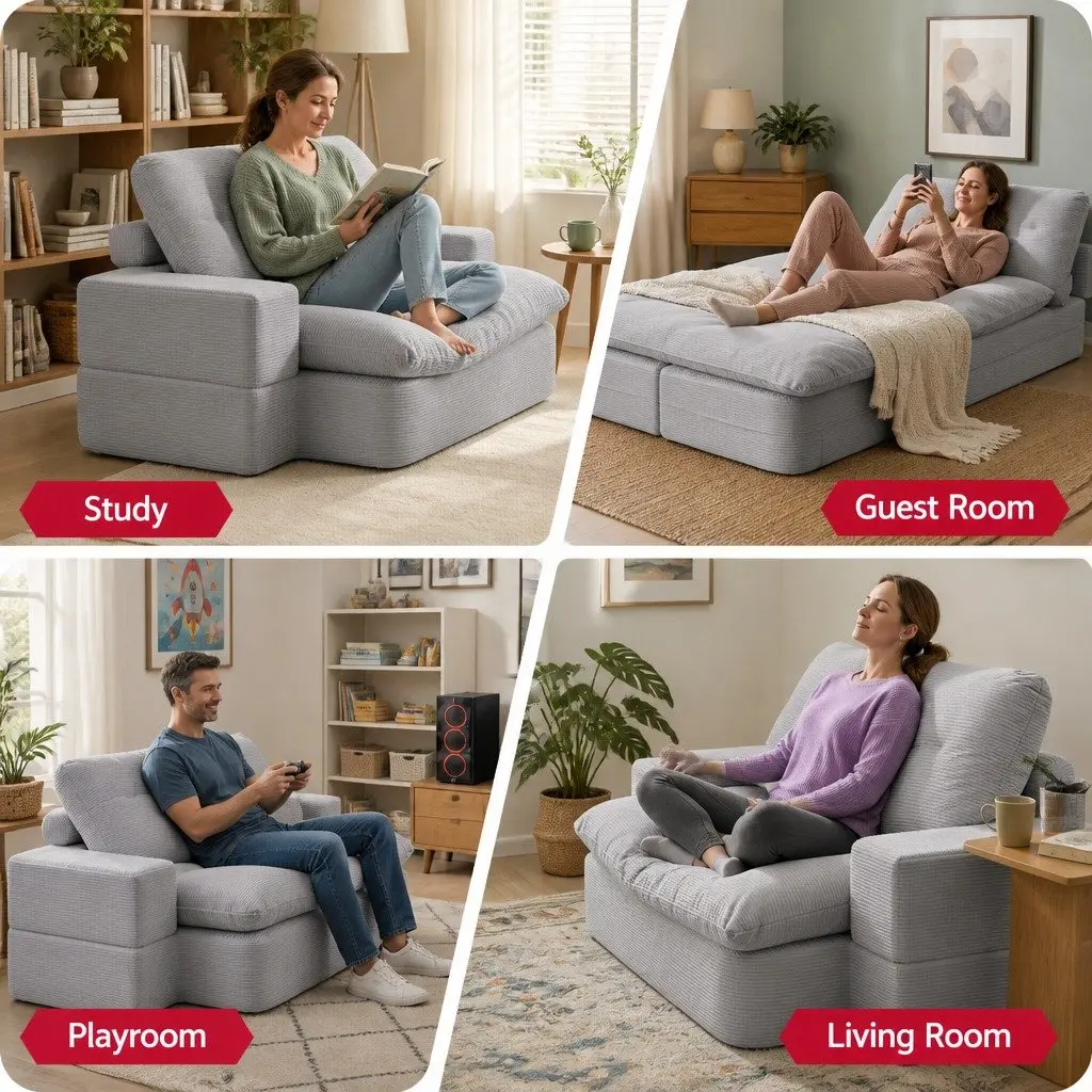 Convertible Folding Sofa Bed Corduroy 30D High-Density Foam