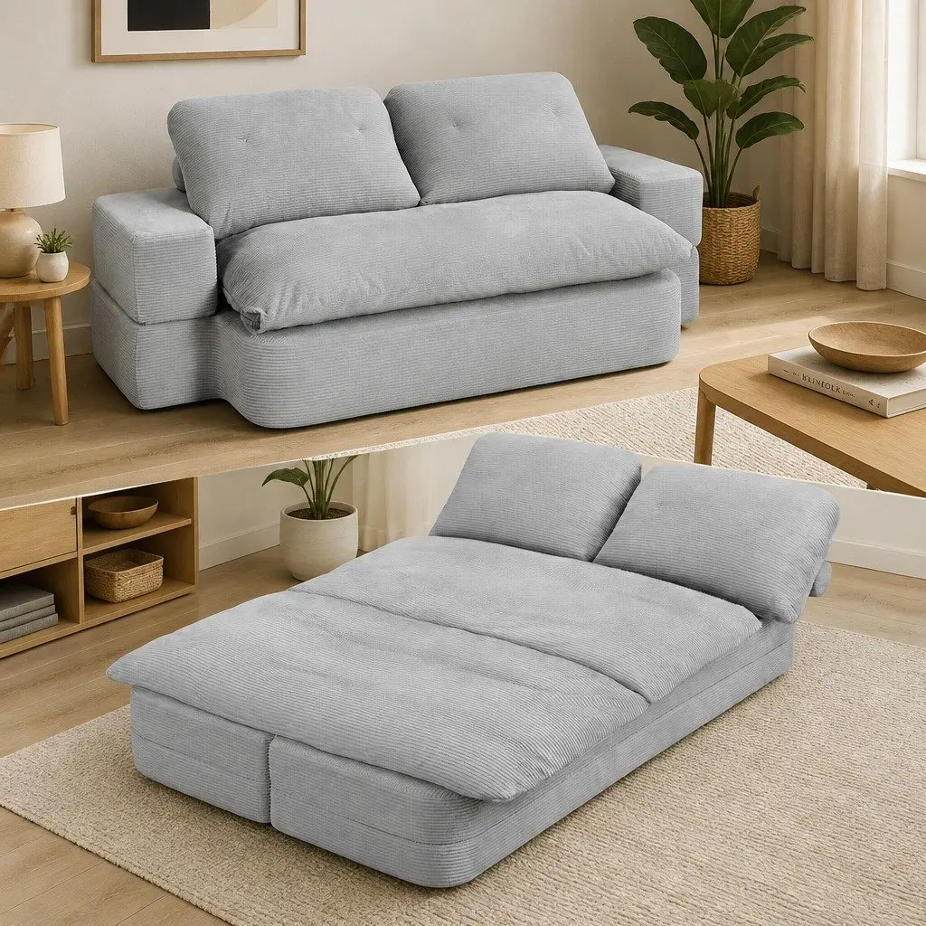 Convertible Folding Sofa Bed Corduroy 30D High-Density Foam