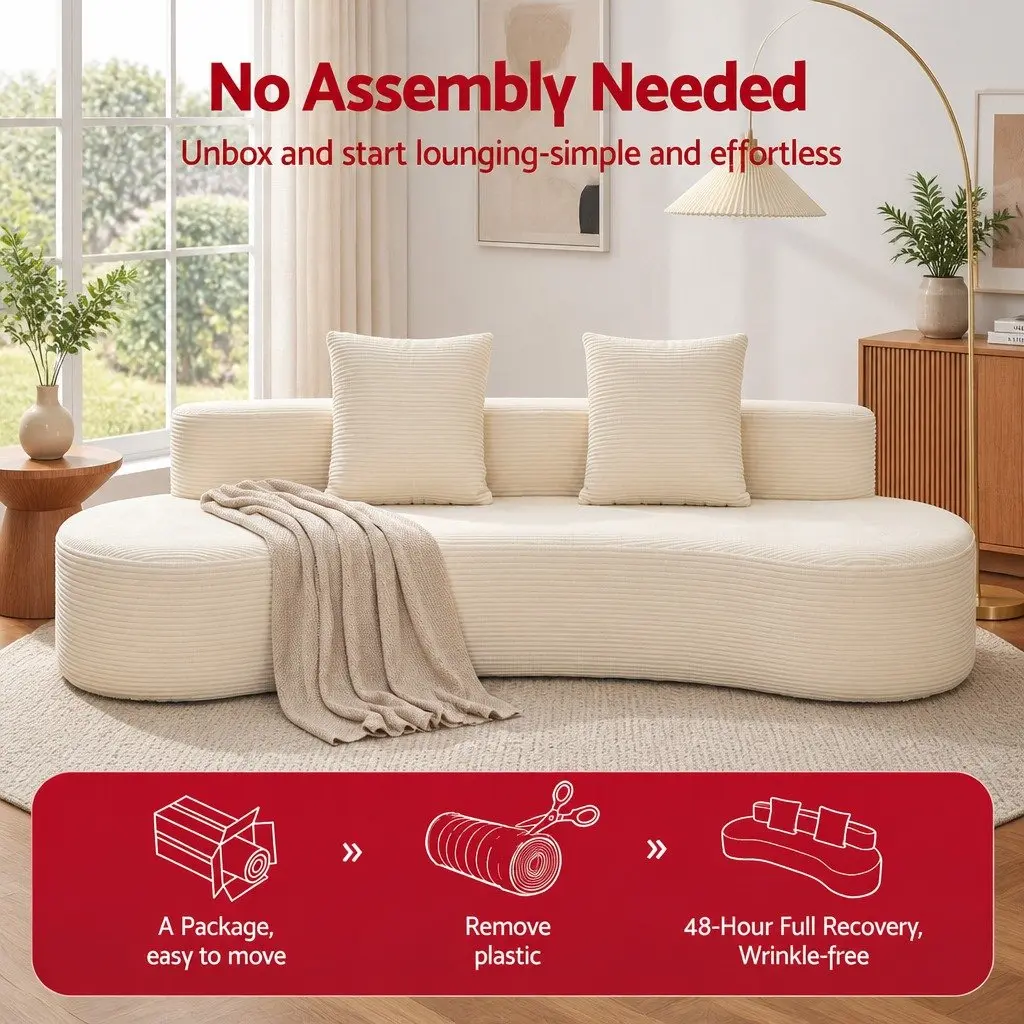 228cm Modular Sofa Bed Sectional Boneless Couch 4 Seater Living Room Furniture