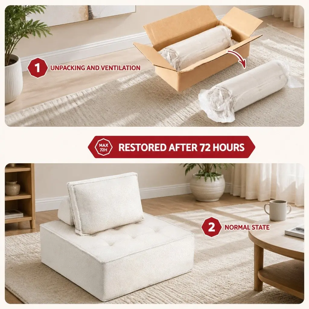 Floor Sofa Lounge Chair White Folding Portable Couch Removable Pillow