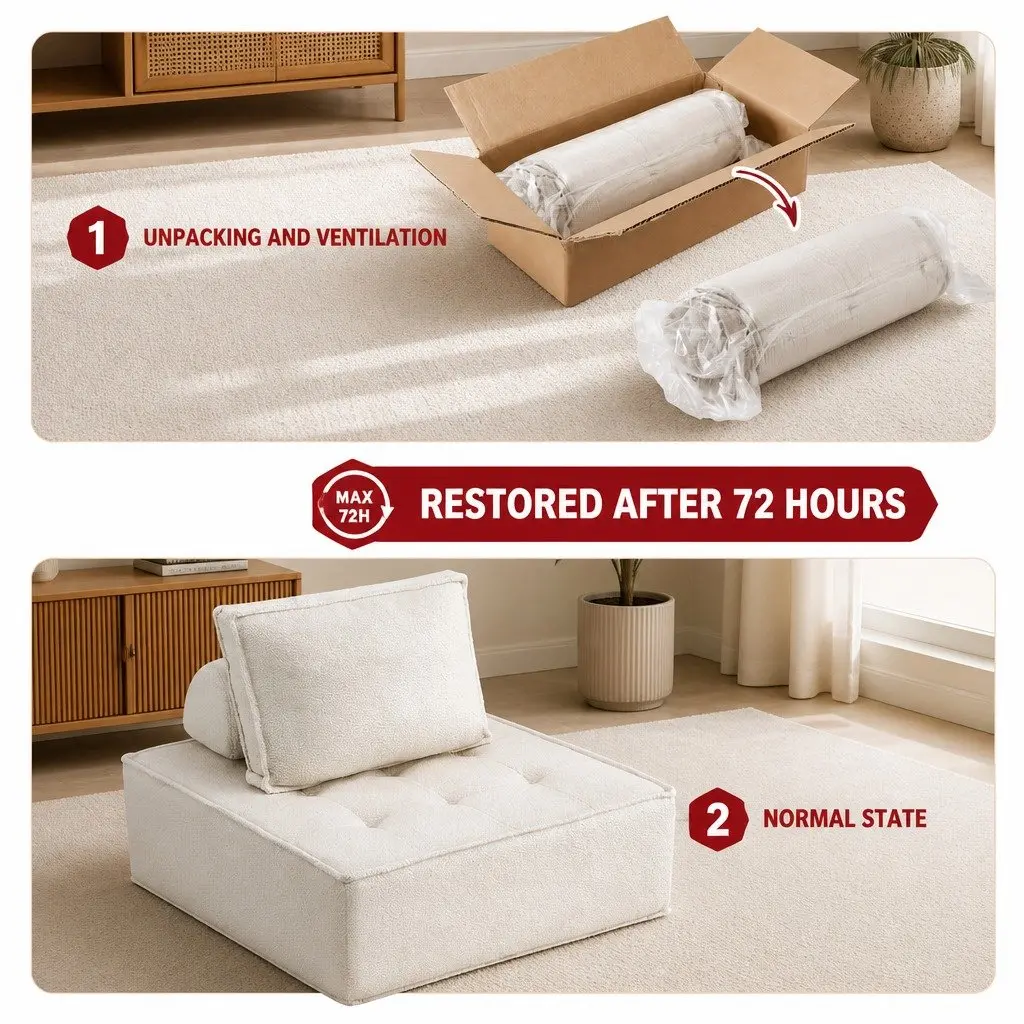 Floor Sofa Lounge Chair Removable Pillow 6 Seater White