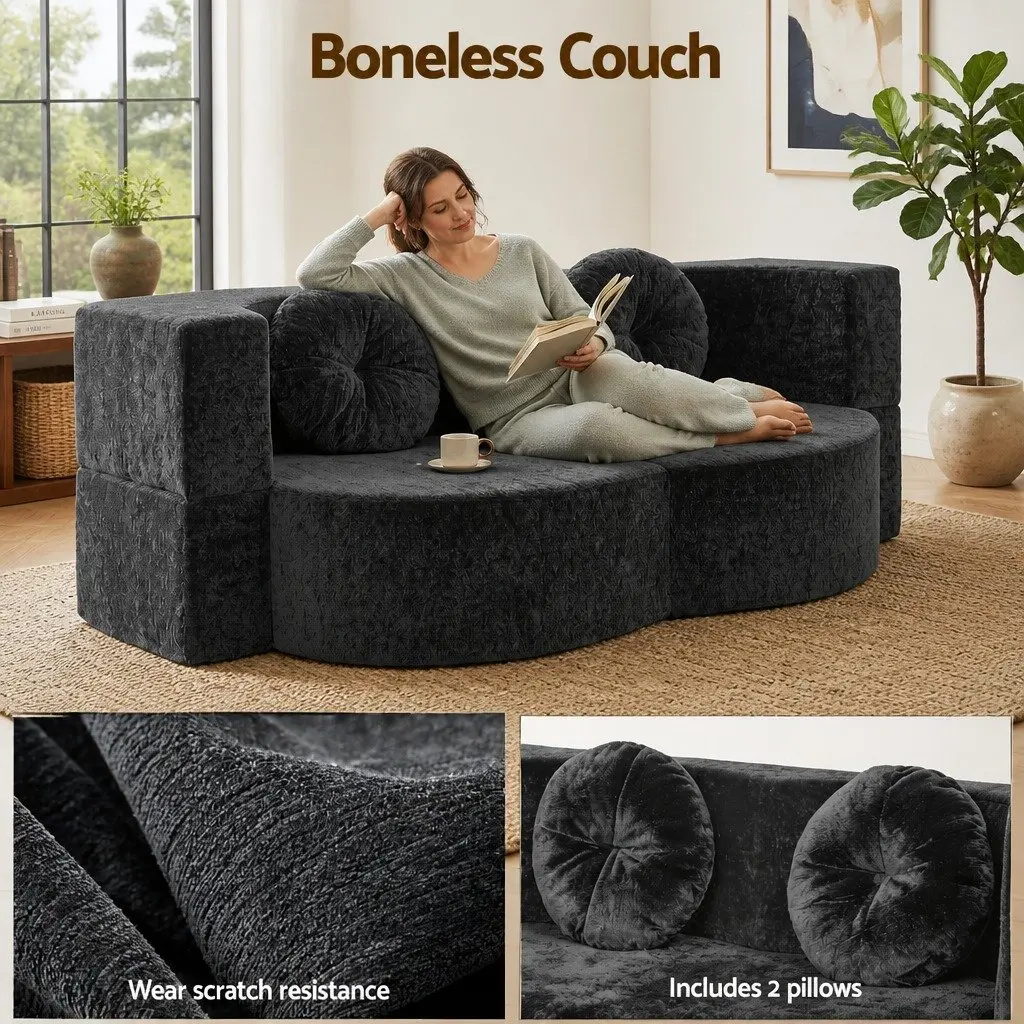 Convertible Sofa Bed Grey 2 in 1 Folding Loveseat Sleeper Couch