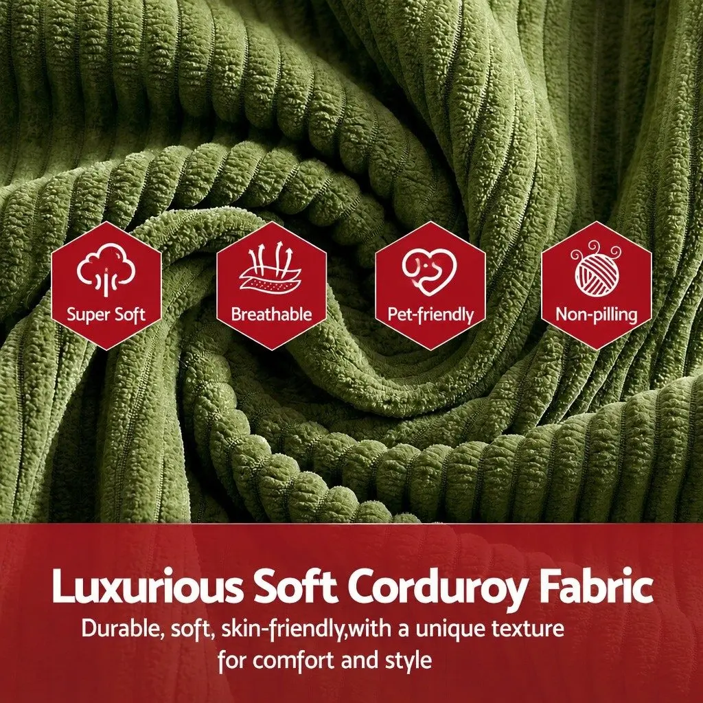 Modular Sofa Bed 300cm L-Shaped Sectional Boneless Couch Green Lounge Furniture