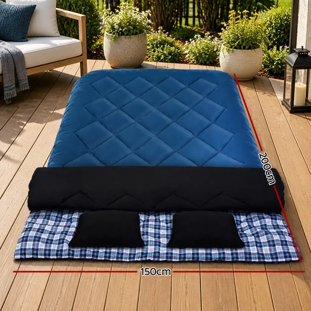 Double Sleeping Bag Thermal Waterproof 220cm x 150cm Navy -10°C