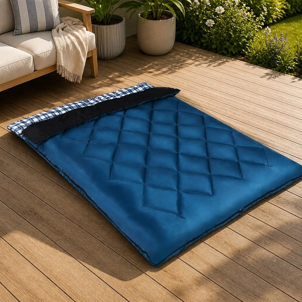 Double Sleeping Bag Thermal Waterproof 220cm x 150cm Navy -10°C