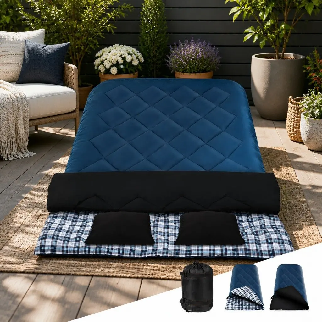 Double Sleeping Bag Thermal Waterproof 220cm x 150cm Navy -10°C