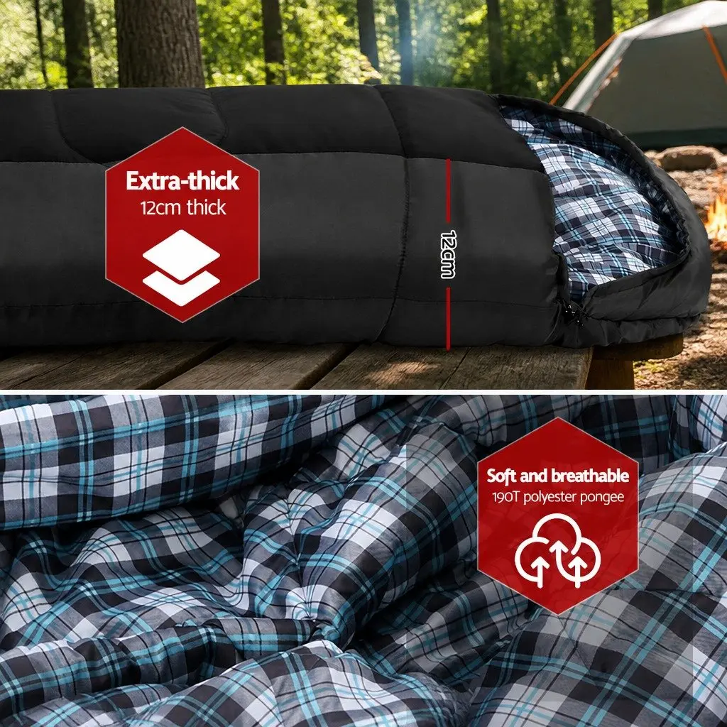 Single Sleeping Bag Waterproof Thermal -20°C 208cm x 82cm Black Grey