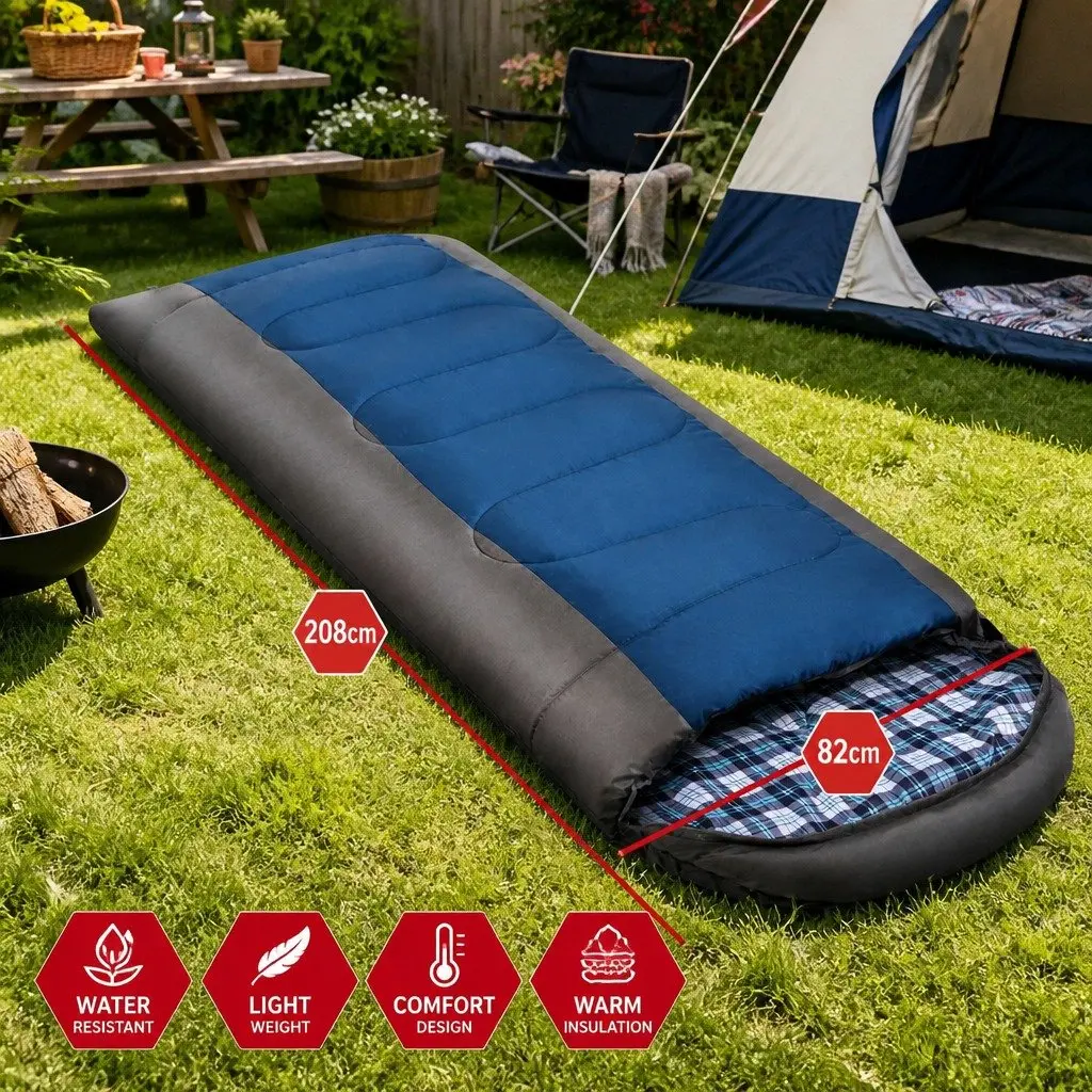 Single Sleeping Bag Waterproof Compact Thermal -20°C Navy Grey