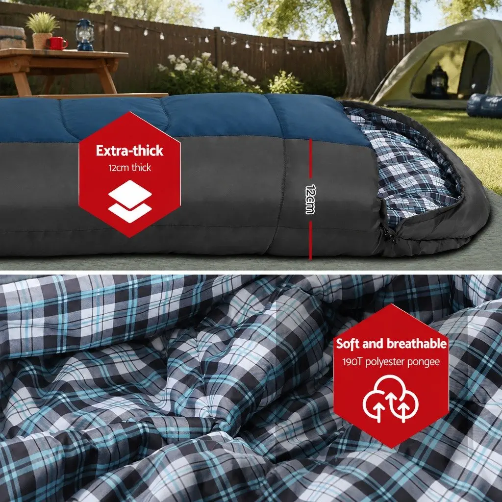 Single Sleeping Bag Waterproof Compact Thermal -20°C Navy Grey
