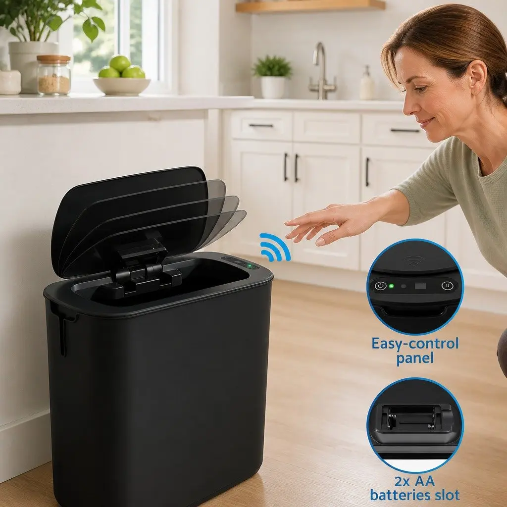 Automatic Motion Sensor Trash Bin Touchless 11L Black