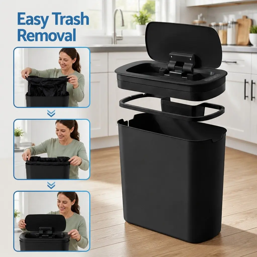 Automatic Motion Sensor Trash Bin Touchless 11L Black