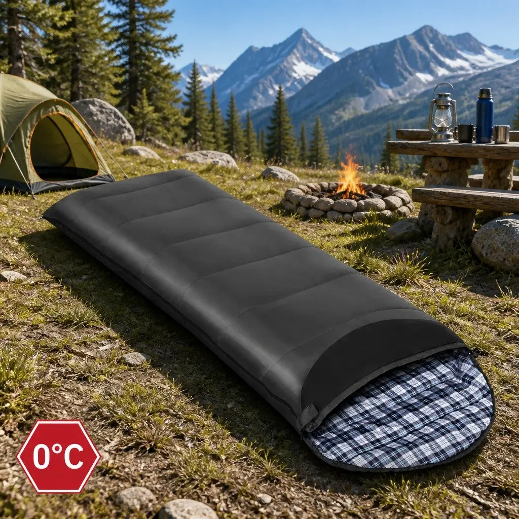 Single Sleeping Bag Thermal 0°C Grey Compact Lightweight Portable