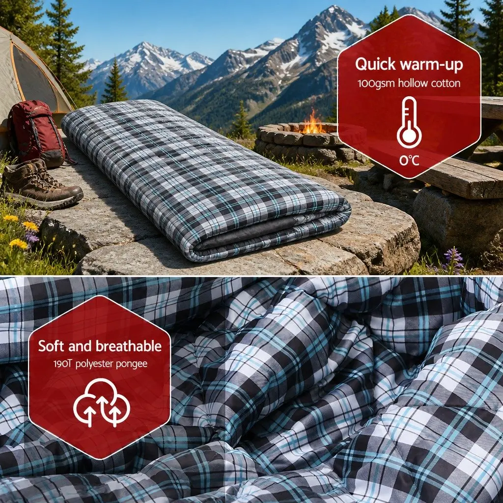 Single Sleeping Bag Thermal 0°C Grey Compact Lightweight Portable