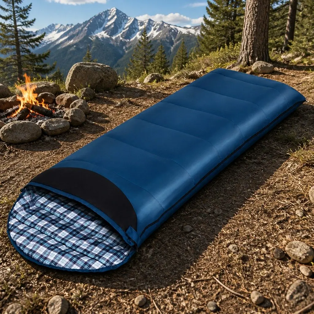 Single Sleeping Bag Thermal Camping Hiking Tent Outdoor Blue Navy 0°C Adult