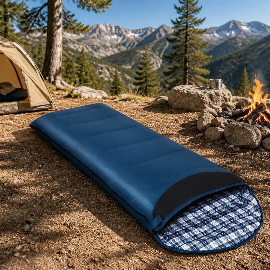Single Sleeping Bag Waterproof Thermal Lightweight Compact 0°C Adult Navy