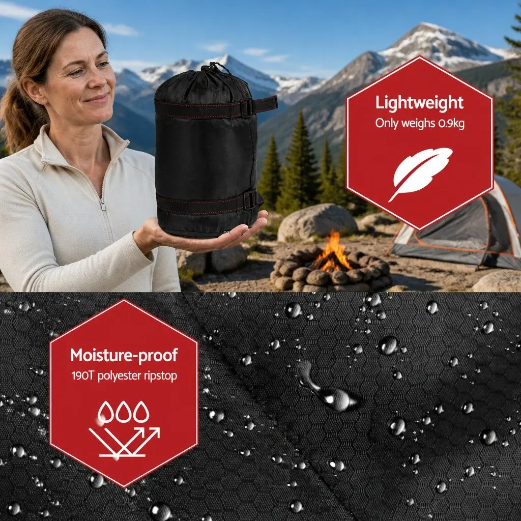 Single Sleeping Bag Waterproof Thermal Lightweight Compact 0°C Adult Navy