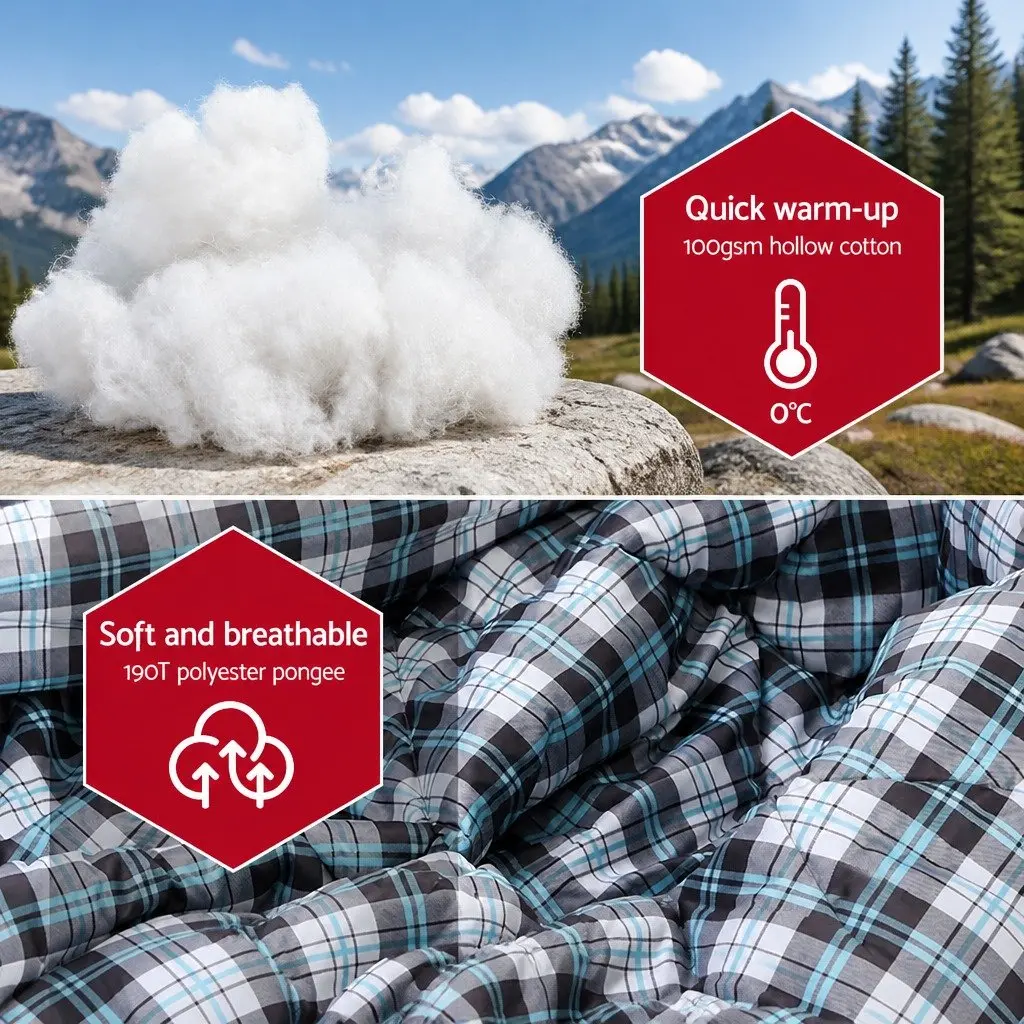 Single Sleeping Bag Waterproof Thermal Lightweight Compact 0°C Adult Navy